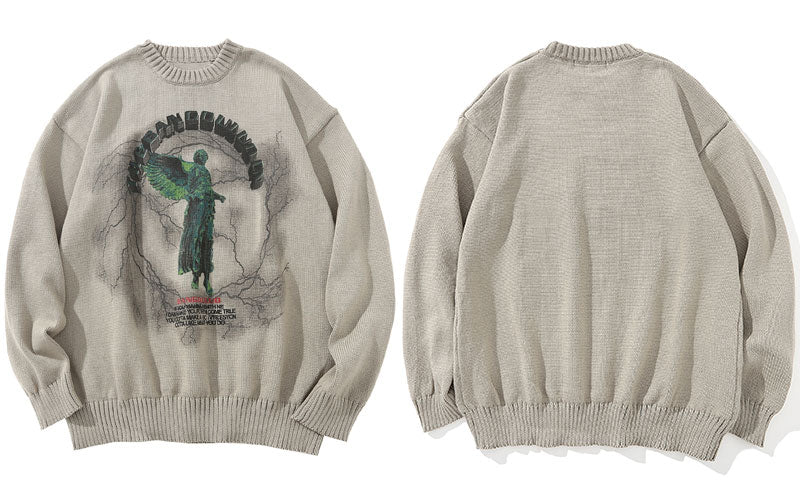 "Black Angel" Unisex Men Women Streetwear Graphic Sweater