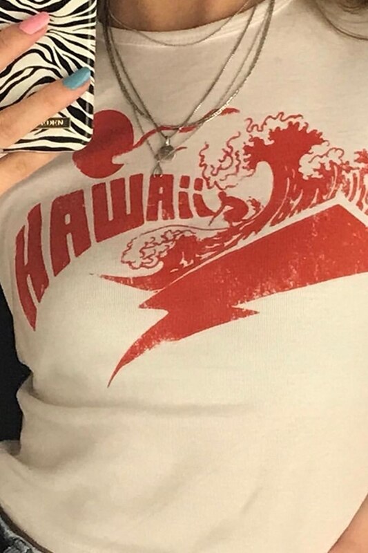 "Red Waves" Graphic Unisex Streetwear Vintage Women Men Y2K T-Shirt