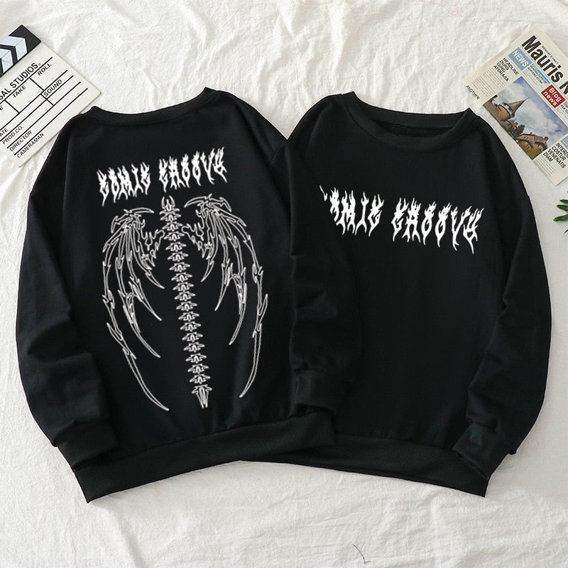 Dark gothic hoodie with retro Y2K spirit, heavyweight feel and durable stitching, a versatile piece for skate, alt, and urban outfits all season.