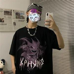 "Purple Ghost" Graphic Unisex Streetwear Vintage Women Men Y2K T-Shirt