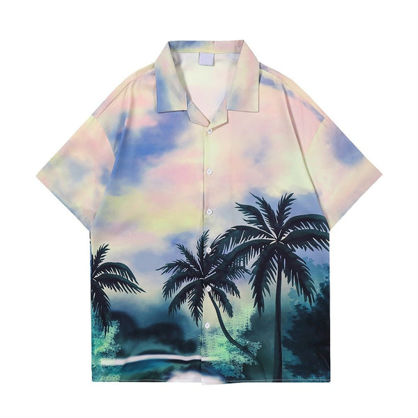 "Sandy Shores" Graphic Unisex Streetwear Vintage Women Men Y2K Button Up Shirt