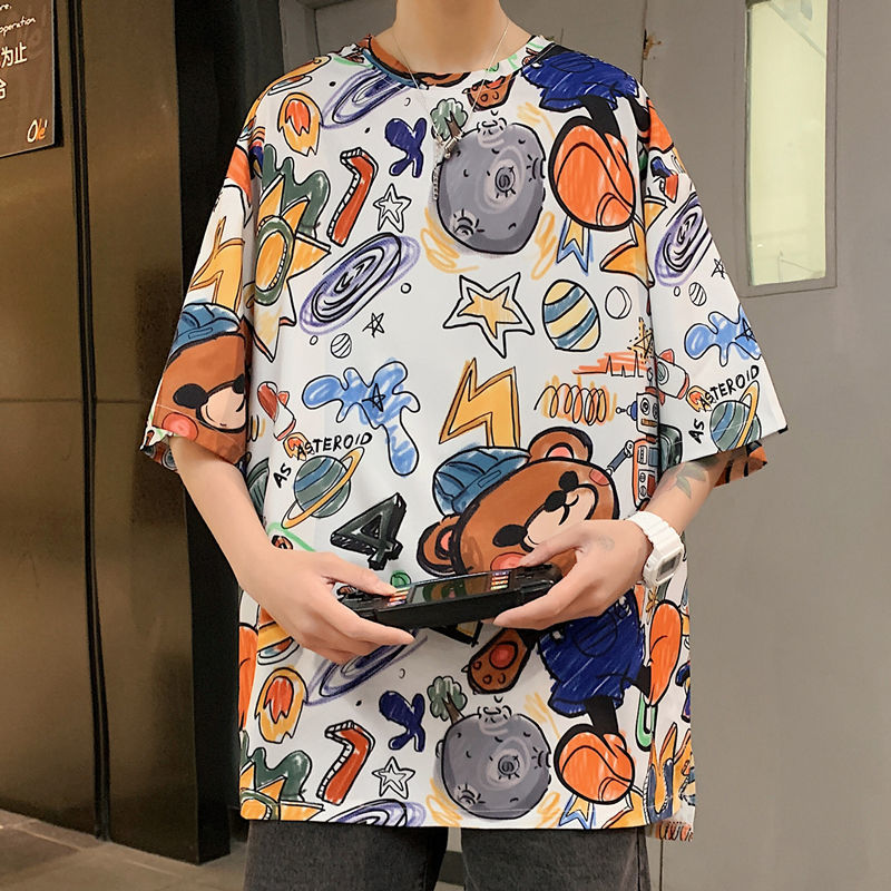"Cartoon Bear" Unisex Men Women Streetwear Graphic T-Shirt