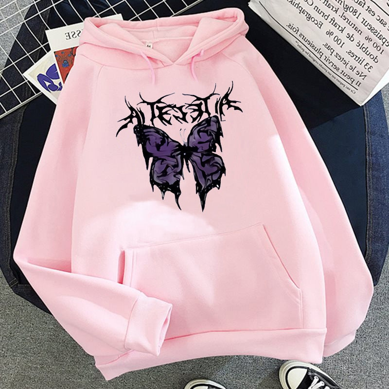 Dark gothic hoodie with retro Y2K spirit, heavyweight feel and durable stitching, a versatile piece for skate, alt, and urban outfits all season.