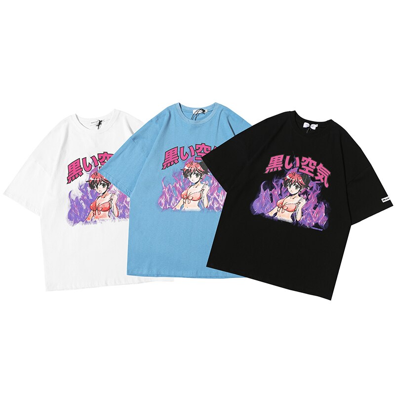 "Blue Smoke" Graphic Unisex Streetwear Vintage Women Men Y2K T-Shirt