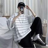 "Striped" Graphic Unisex Streetwear Vintage Women Men Y2K T-Shirt