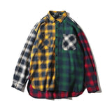 "Plaid Cuts" Graphic Unisex Streetwear Vintage Women Men Y2K Button Up Shirt