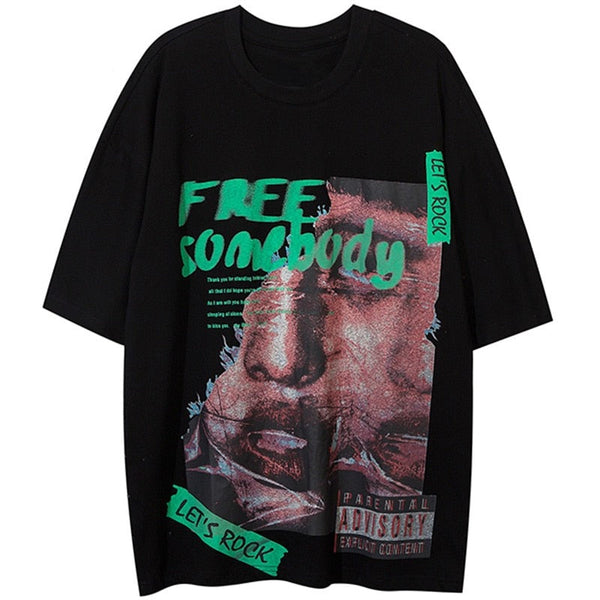 "Free Somebody" Graphic Unisex Streetwear Women Men Y2K T-Shirt