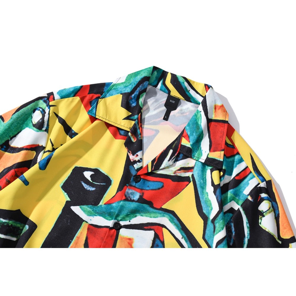 "Summer Emotions" Graphic Unisex Streetwear Vintage Women Men Y2K Button Shirt