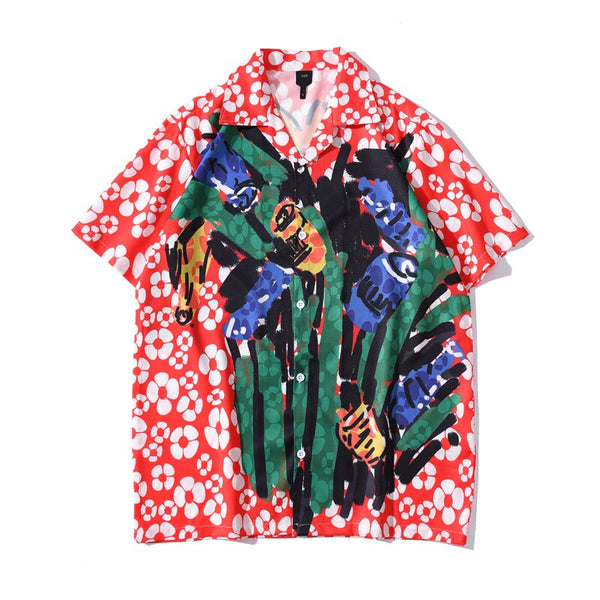 "Graf" Graphic Unisex Streetwear Women Men Y2K Button Up Shirt