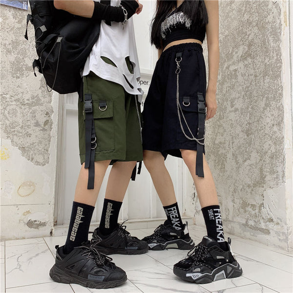 "Punk Summer" Graphic Unisex Streetwear Women Men Y2K Cargo Shorts