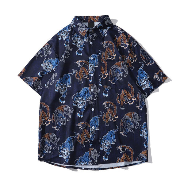 "Calm Fury" Unisex Men Women Streetwear Button Up Shirt