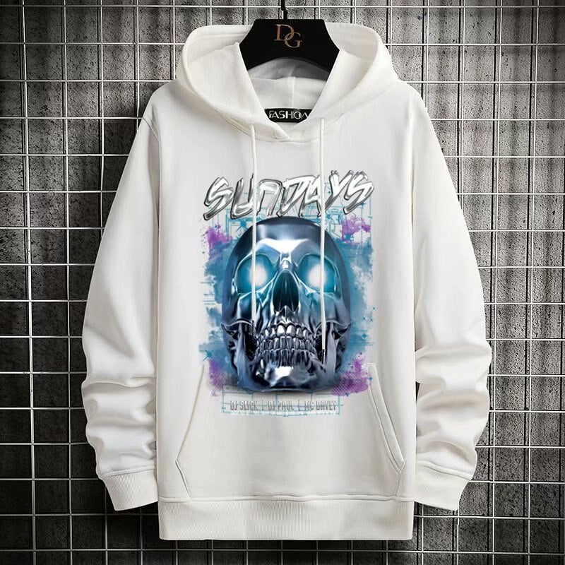 "Purple Skull" Graphic Unisex Streetwear Vintage Women Men Y2K Hoodie