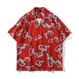 "Red Snake" Graphic Unisex Streetwear Vintage Women Men Y2K Button Shirt