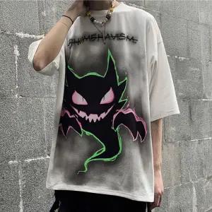 "Purple Ghost" Graphic Unisex Streetwear Vintage Women Men Y2K T-Shirt