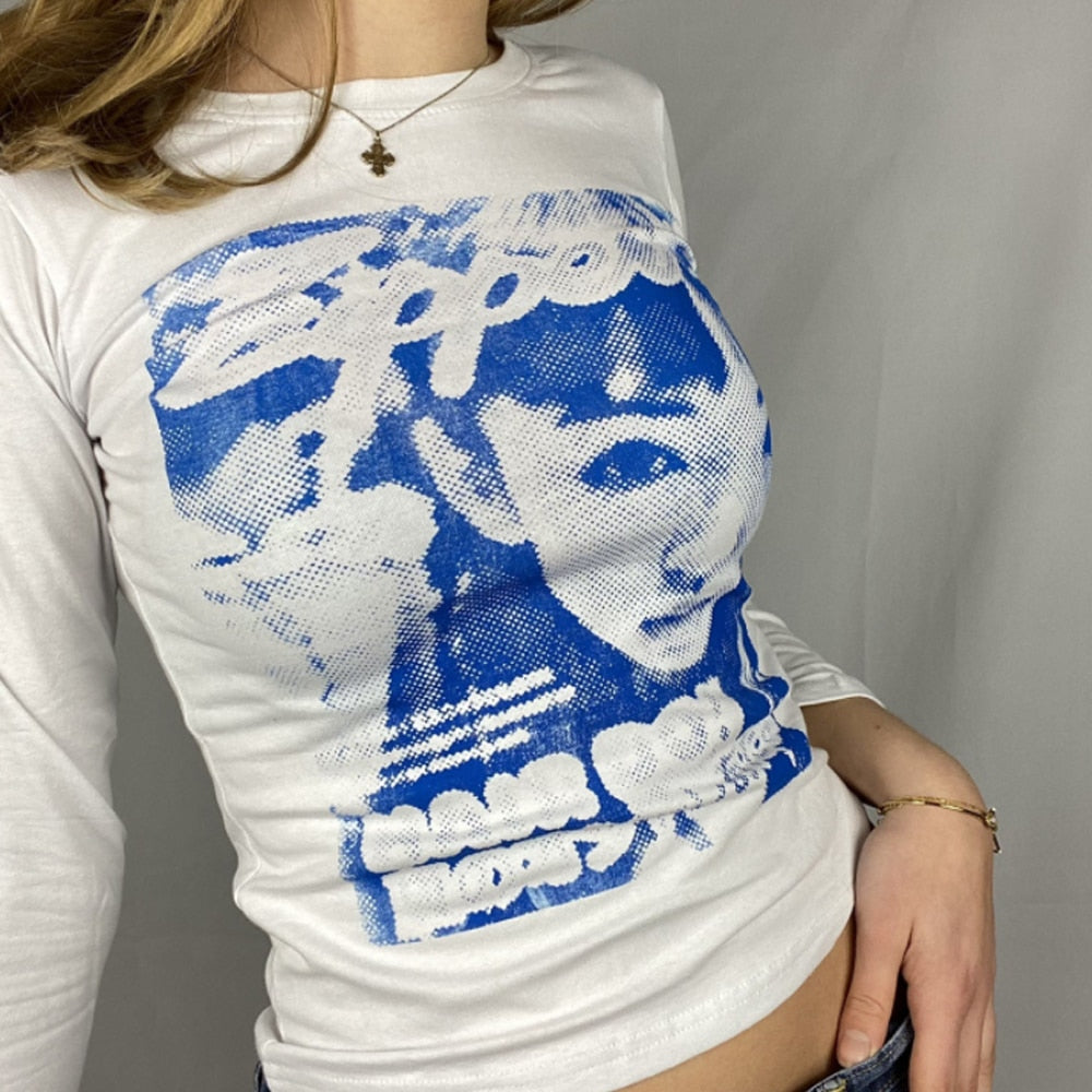 "One Portrait" Women Vintage Long Sleeve Streetwear Sweatshirt
