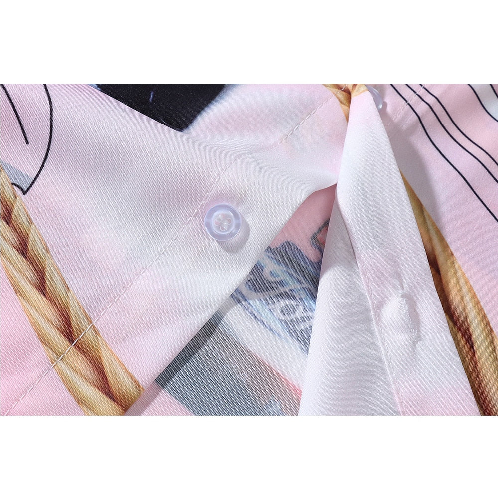 "Nascar Driver" Graphic Unisex Streetwear Vintage Women Men Y2K Button Shirt