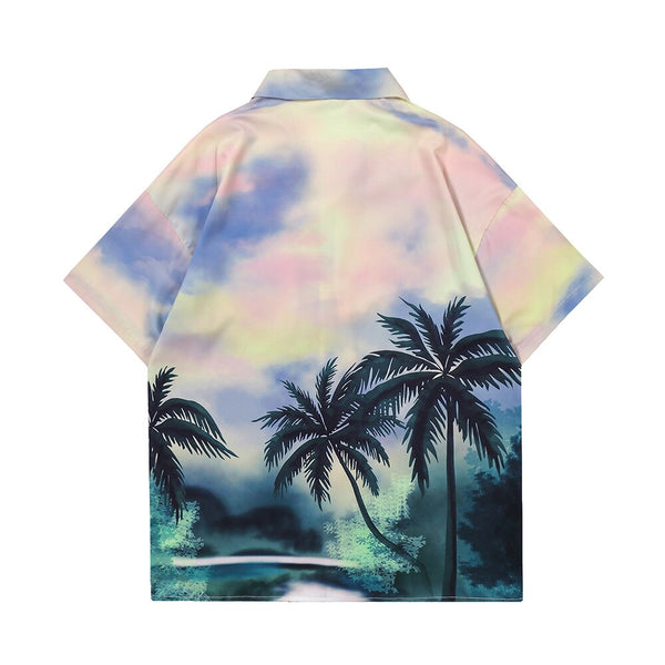 "Sandy Shores" Graphic Unisex Streetwear Vintage Women Men Y2K Button Up Shirt