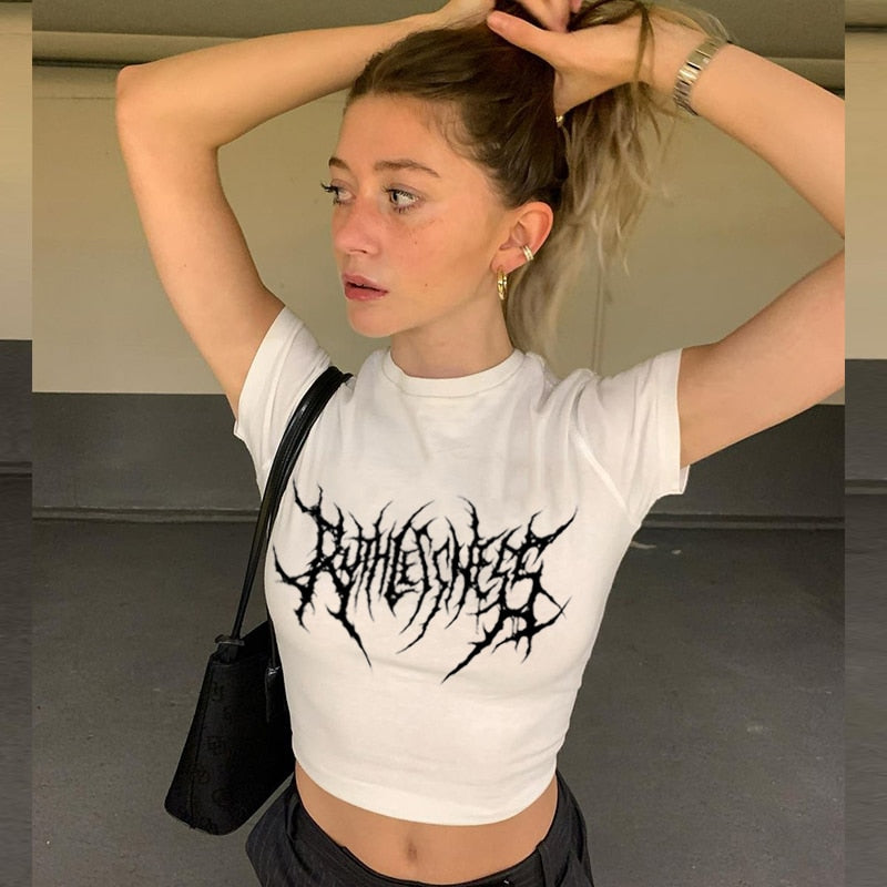 "Dirty Eyes" Women Crop Top Anime Graphic Short T-Shirt
