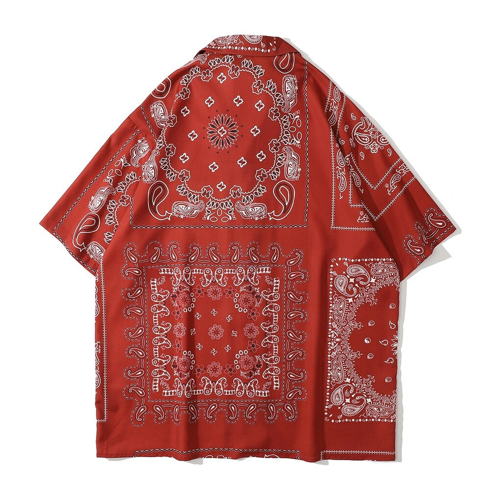 "Vintage Red" Graphic Unisex Streetwear Vintage Women Men Y2K Button Shirt