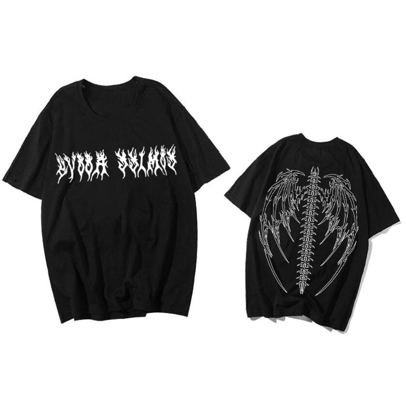 "Gothic Wings" Graphic Unisex Streetwear Women Men Y2K T-Shirt