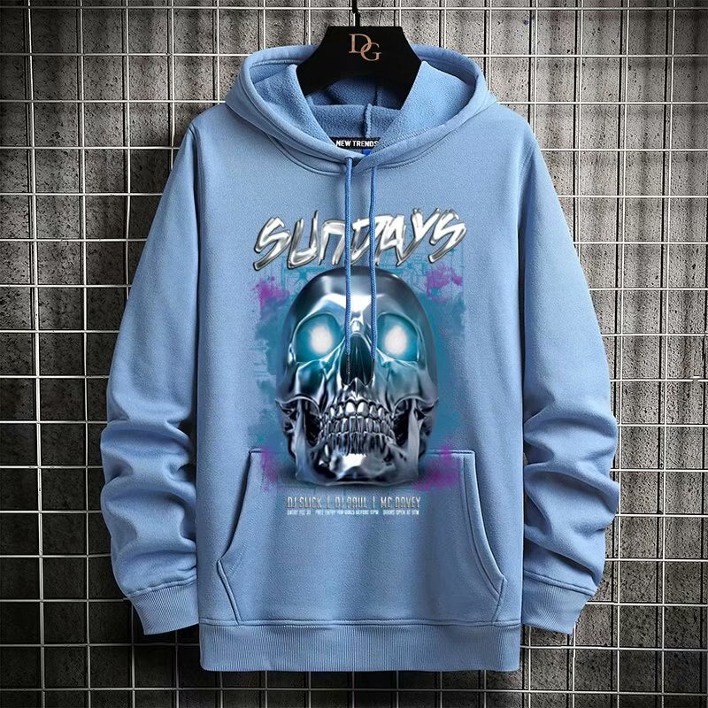 "Purple Skull" Graphic Unisex Streetwear Vintage Women Men Y2K Hoodie