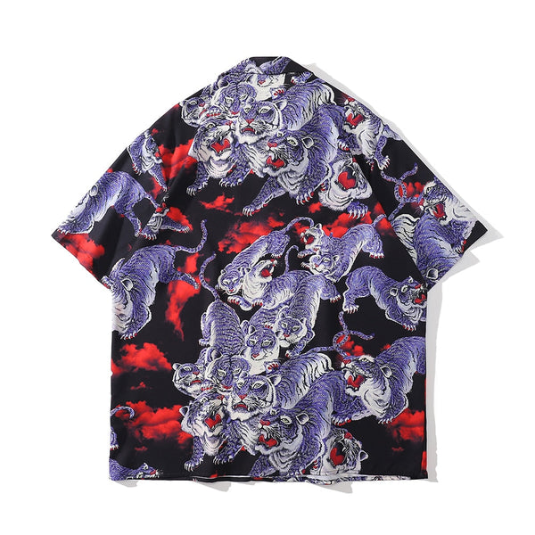 "Purple Dragon" Graphic Unisex Streetwear Vintage Women Men Y2K Button Shirt