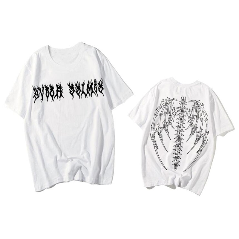 "Gothic Wings" Graphic Unisex Streetwear Women Men Y2K T-Shirt