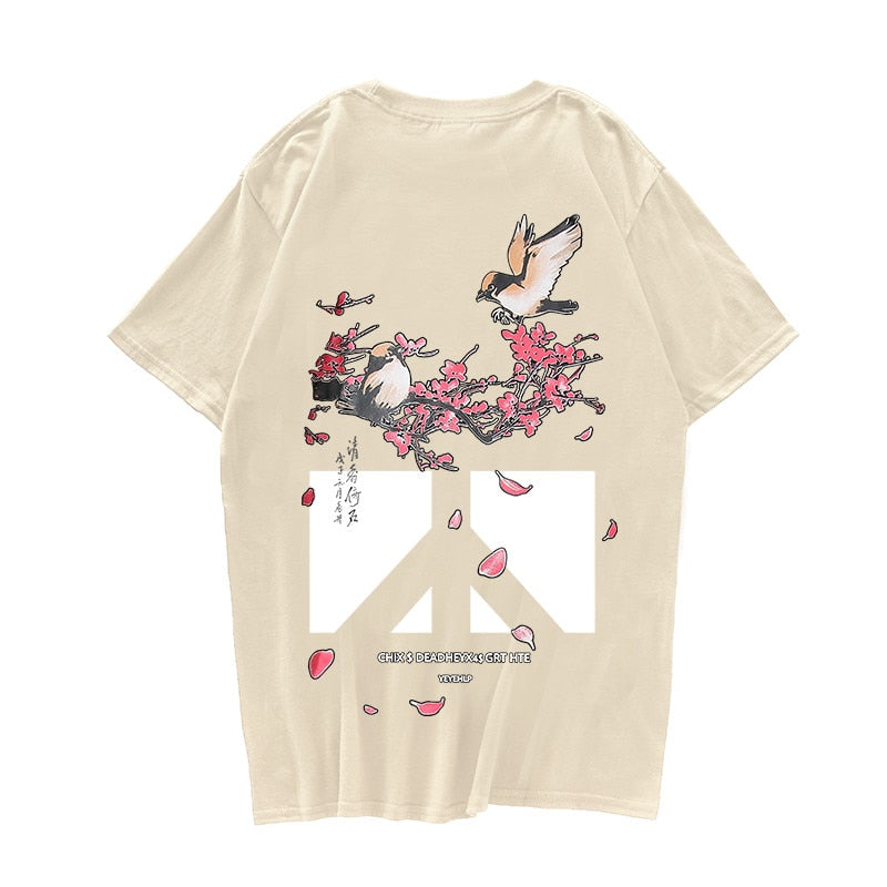 "Grey Blossom" Men Women Streetwear Unisex Graphic T-Shirt