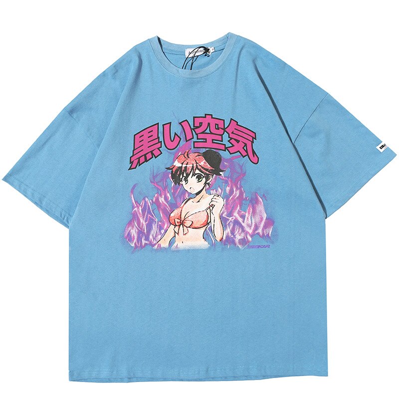 "Blue Smoke" Graphic Unisex Streetwear Vintage Women Men Y2K T-Shirt