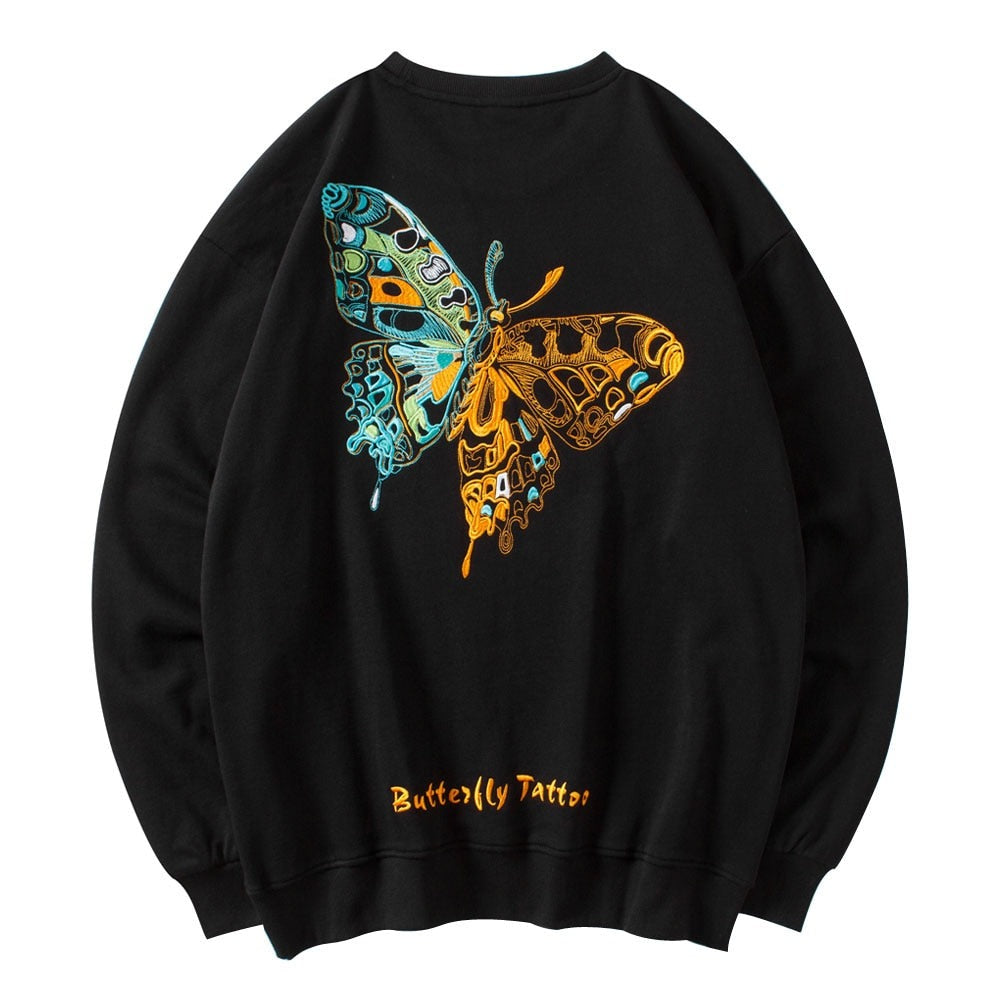 "Golden Butterfly" Graphic Unisex Streetwear Women Men Y2K Sweatshirt