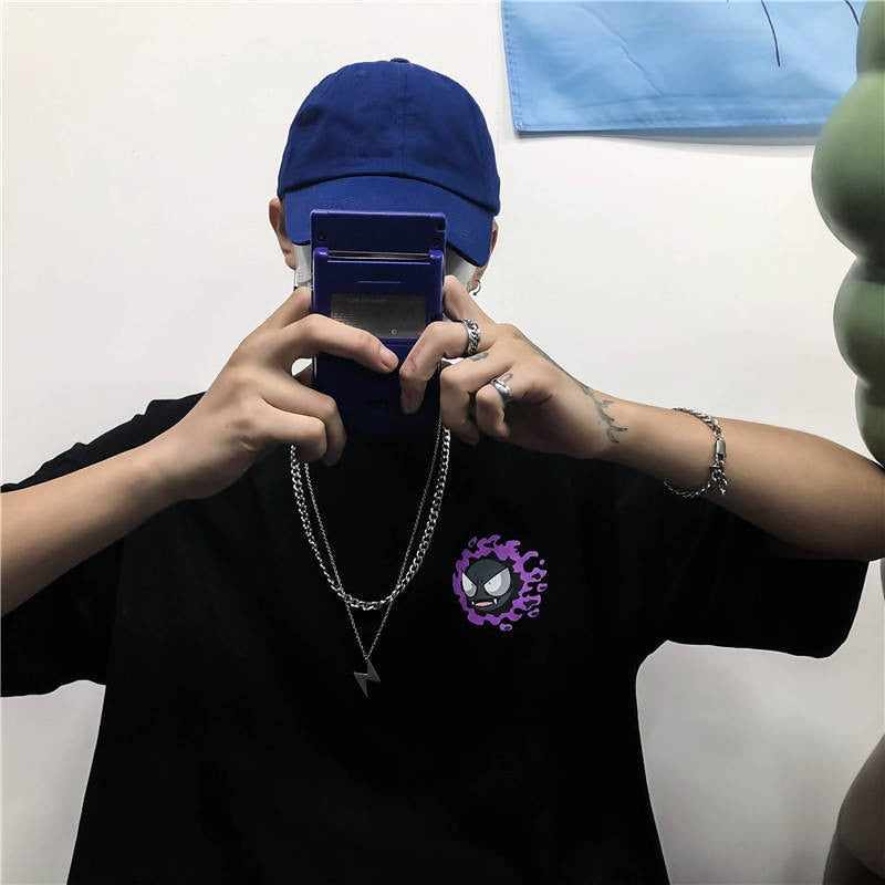 "Purple Ghost" Graphic Unisex Streetwear Vintage Women Men Y2K T-Shirt