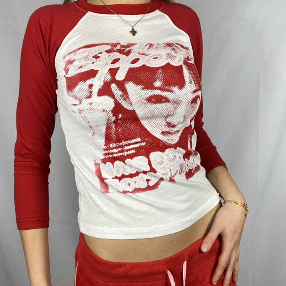 "One Portrait" Women Vintage Long Sleeve Streetwear Sweatshirt