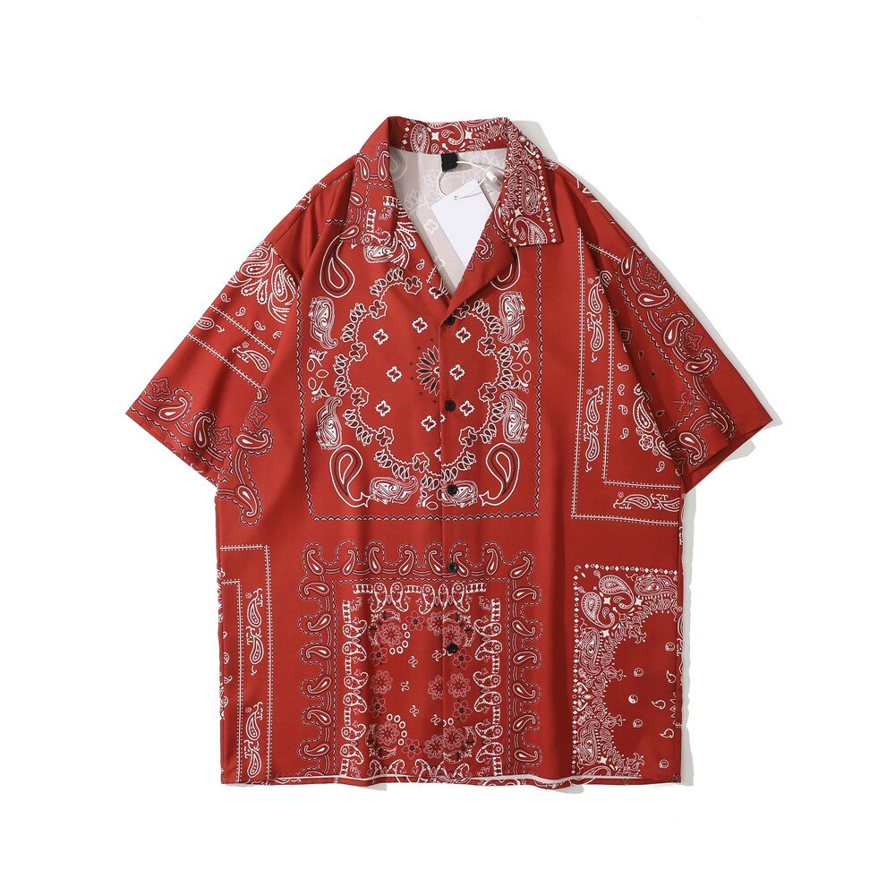 "Vintage Red" Graphic Unisex Streetwear Vintage Women Men Y2K Button Shirt