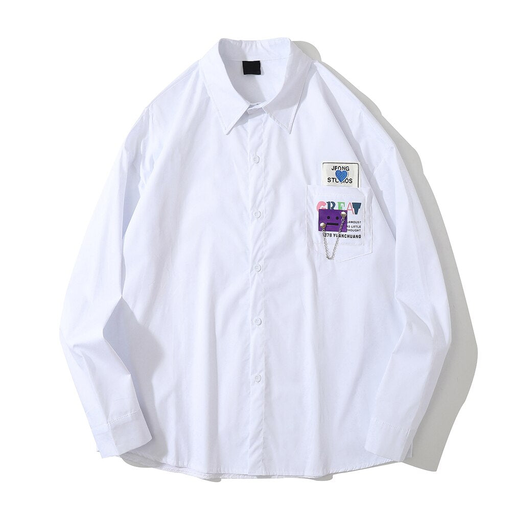 "Studio Executive" Graphic Unisex Streetwear Vintage Women Men Y2K Button Up Shirt