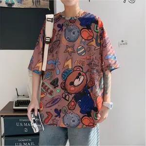 "Cartoon Bear" Unisex Men Women Streetwear Graphic T-Shirt