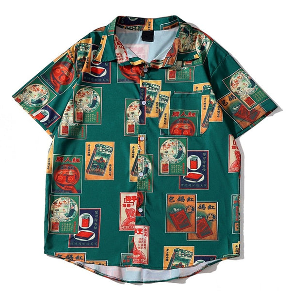 "Retro Case" Graphic Unisex Streetwear Vintage Women Men Y2K Button Shirt