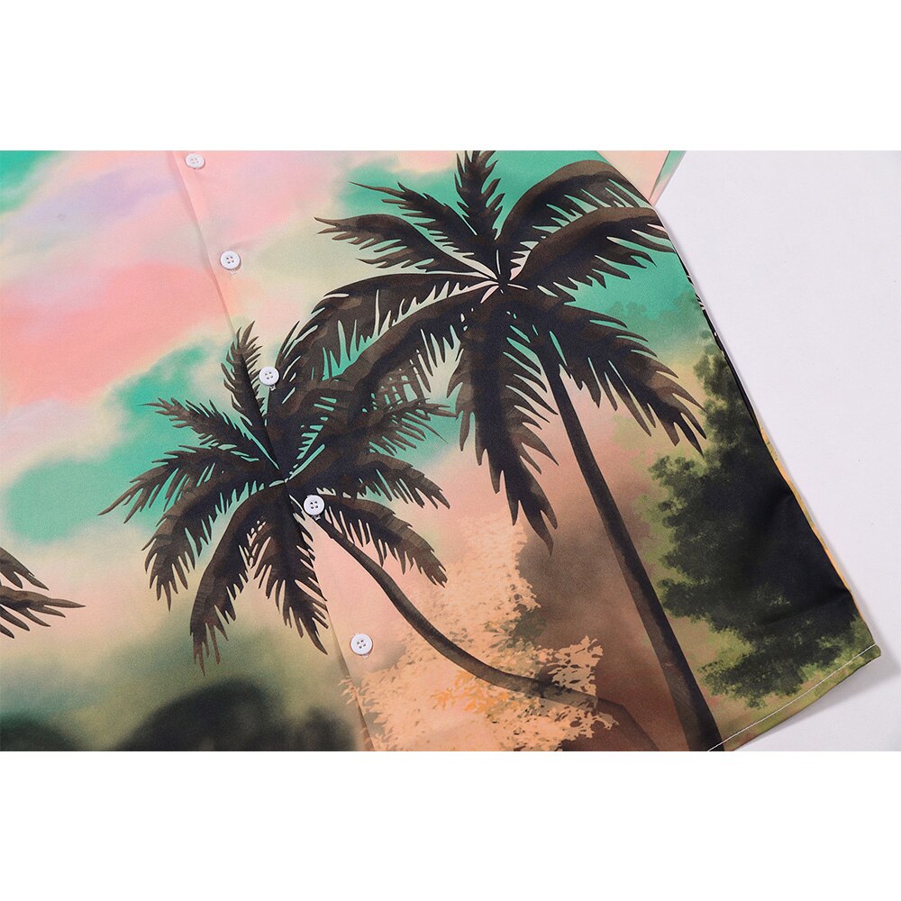 "Sandy Shores" Graphic Unisex Streetwear Vintage Women Men Y2K Button Up Shirt