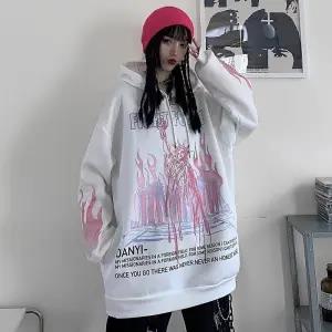 "Purple Flame" Graphic Unisex Streetwear Vintage Women Men Y2K Hoodie
