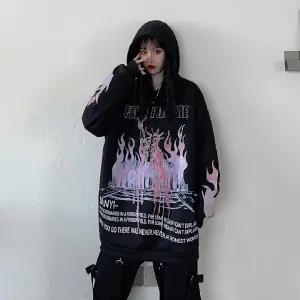 "Purple Flame" Graphic Unisex Streetwear Vintage Women Men Y2K Hoodie
