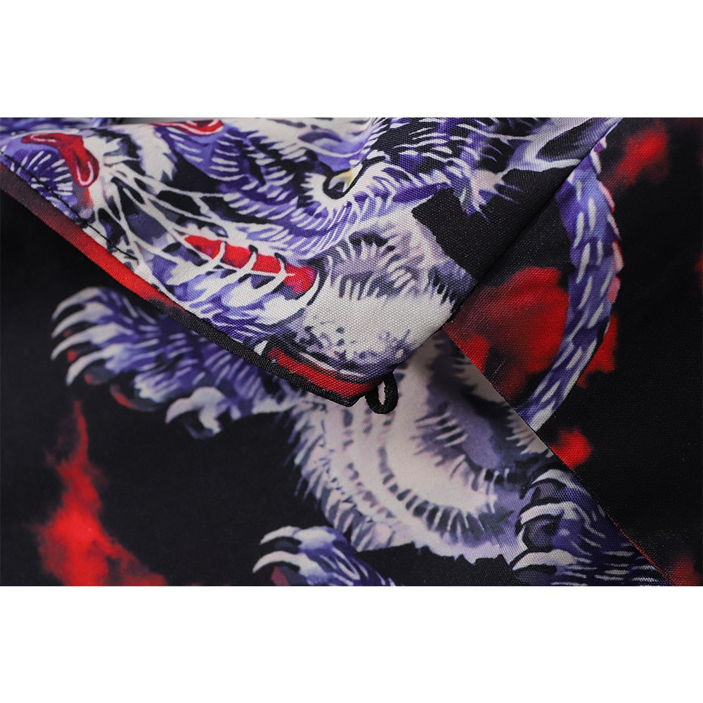 "Purple Dragon" Graphic Unisex Streetwear Vintage Women Men Y2K Button Shirt