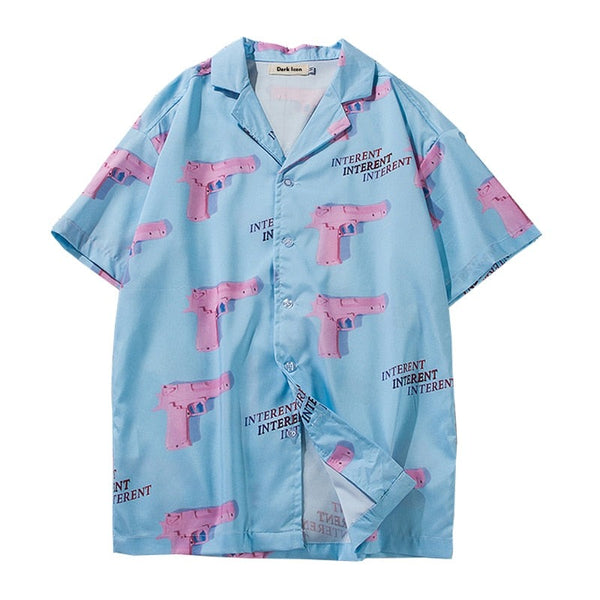 "Summer Fun" Graphic Unisex Streetwear Vintage Women Men Y2K Button Shirt