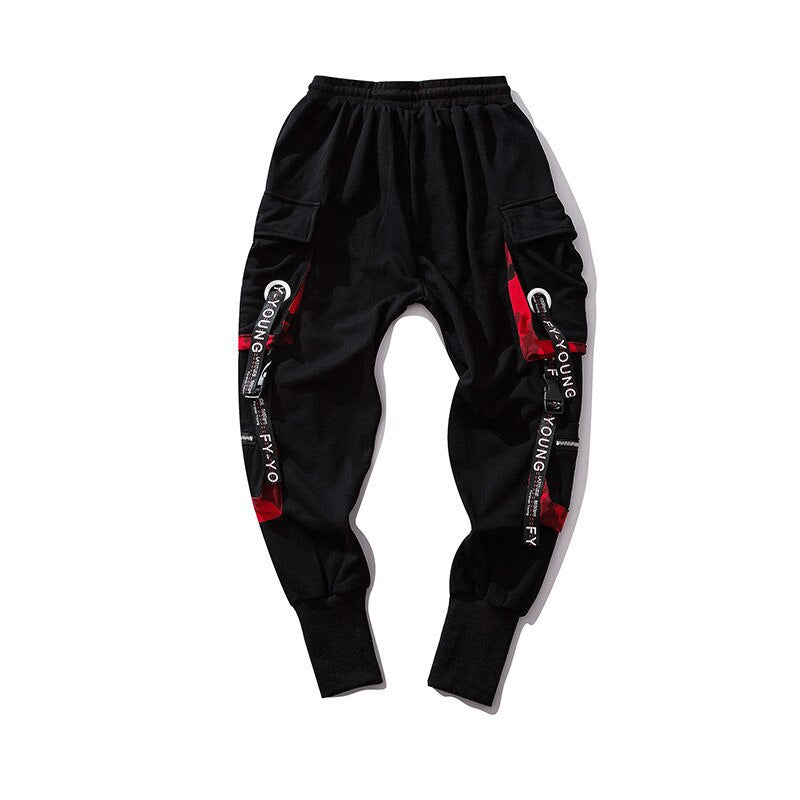 "Red Ribbon" Unisex Men Women Streetwear Cargo Jogger Pants