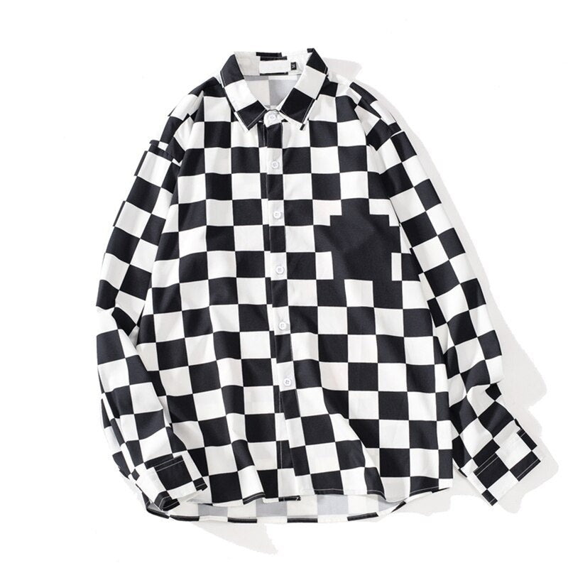 "Locked Looks" Graphic Unisex Streetwear Vintage Women Men Y2K Button Shirt