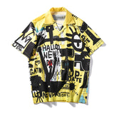 "Retro Style Graffiti" Graphic Unisex Streetwear Vintage Women Men Y2K Button Shirt