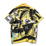 "Retro Style Graffiti" Graphic Unisex Streetwear Vintage Women Men Y2K Button Shirt