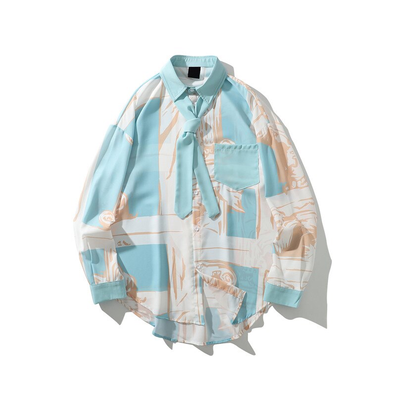 "Turn Down" Graphic Unisex Streetwear Vintage Women Men Y2K Button Shirt