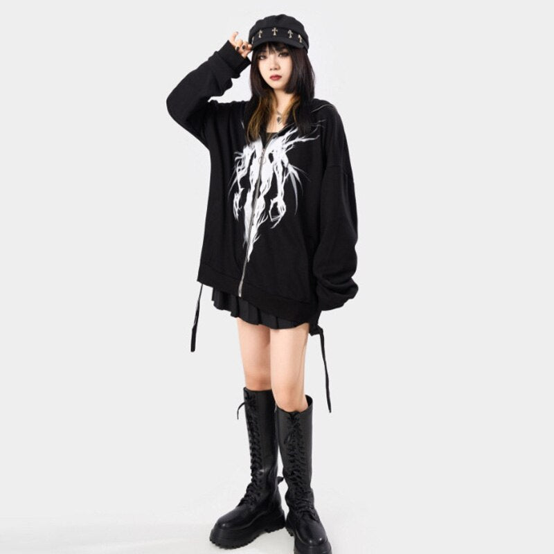 "White Knight" Graphic Unisex Streetwear Vintage Women Men Y2K Hoodie