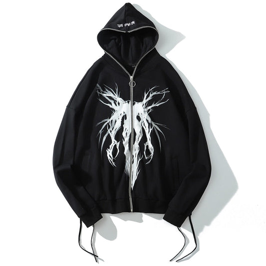 "White Ghost" Graphic Unisex Streetwear Vintage Women Men Y2K Hoodie