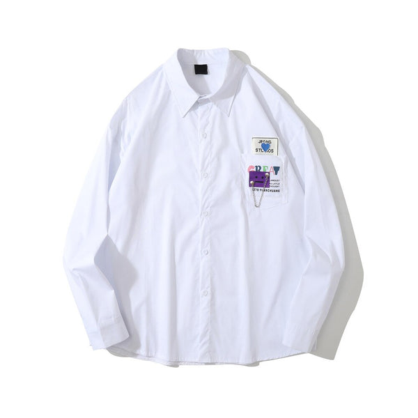 "Studio Executive" Graphic Unisex Streetwear Vintage Women Men Y2K Button Up Shirt