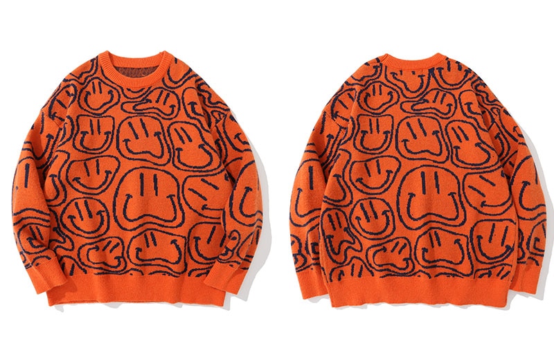 "Smile More" Graphic Unisex Streetwear Vintage Women Men Y2K Sweater